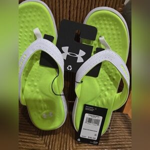 Under Armour Women's Sandals - Neon Green and White